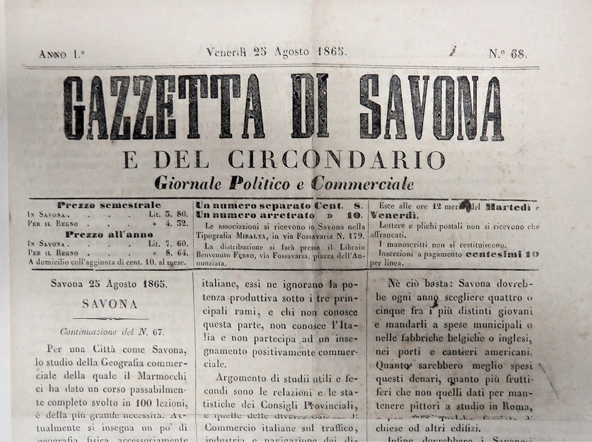 Fondo Giovanni Farris, libri, giornali e opuscoli savonesi dell’Otto-Novecento